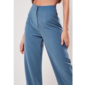 Blue high waist wide-leg trousers from Missguided